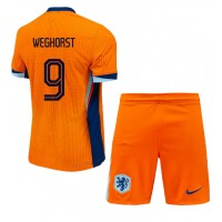 Camisa de time de futebol Holanda Wout Weghorst #9 Replicas 1º Equipamento Infantil Europeu 2024 Manga Curta (+ Calças curtas)